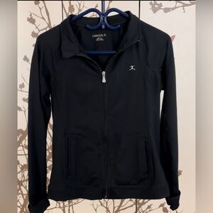 👛(ANY 2/$30) DANSKIN Black Long Sleeved Zipper Sweater/Jacket Collar & Pockets